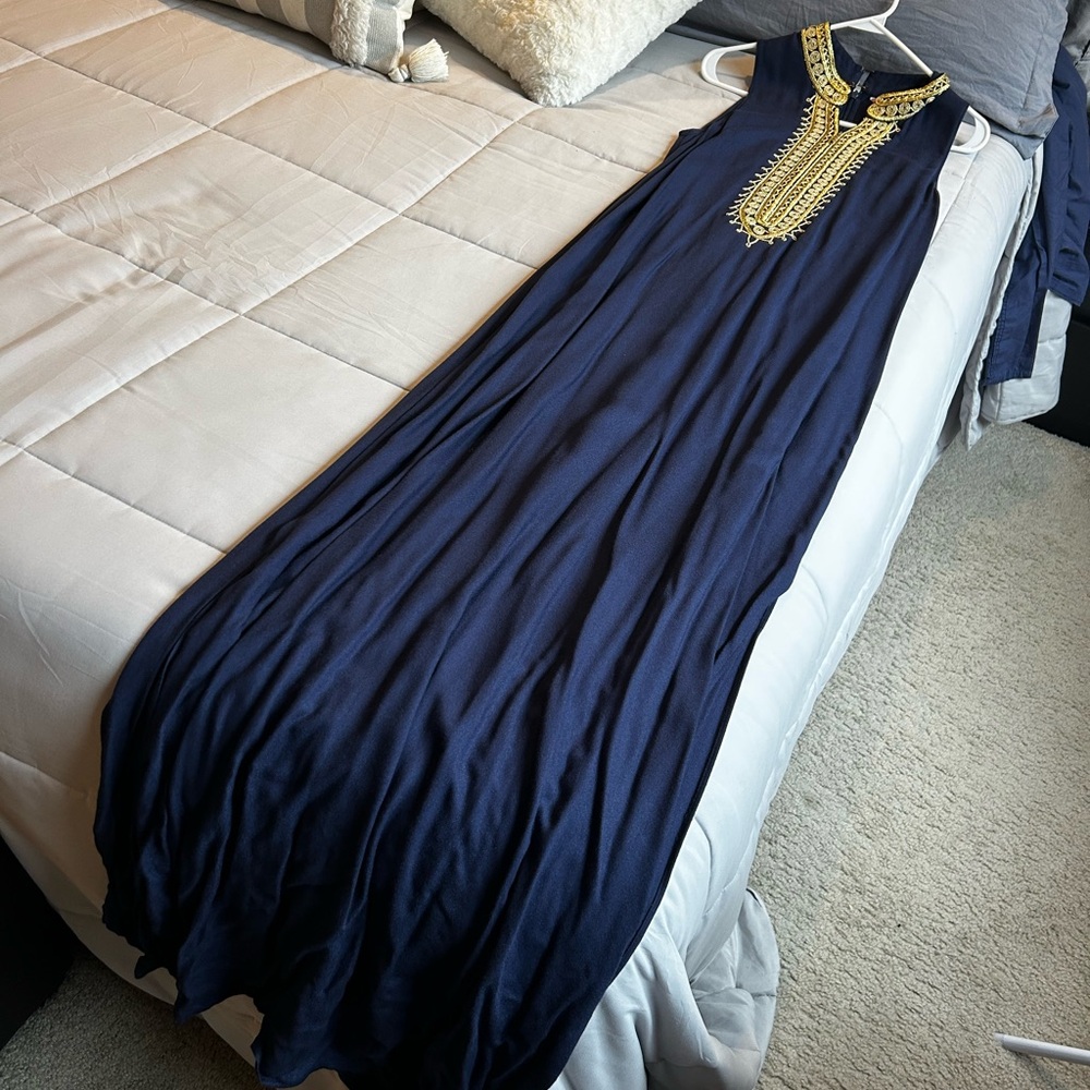 Lilly Pulitzer Navy Maxi Dress with Gold Accents
